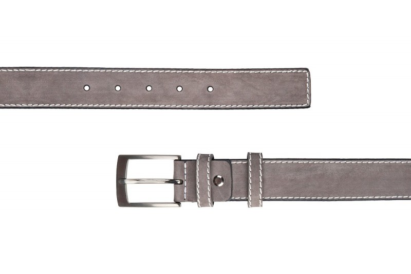 ITALIAN FULL GRAIN NABUCK LEATHER SNEAKER BELT GRAY