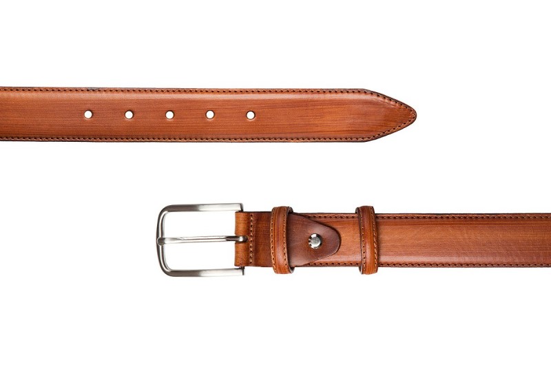 FULL GRAIN ITALIAN LEATHER HANDPAINTED BELT COGNAC