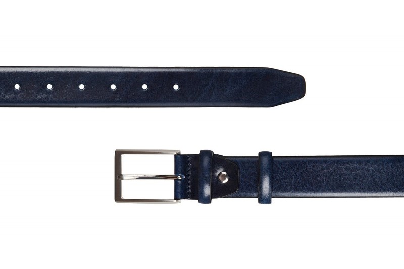ITALIAN FULL GRAIN LEATHER BELT NAVY 2