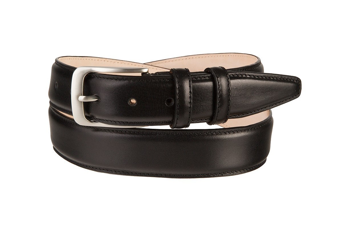 Mens White Leather Belt with No Holes | Luxury Buckle 46 / 115 cm - White | Capo Pelle