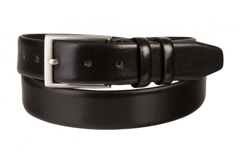 Classic Silver Buckle with Full Grain Leather Belt