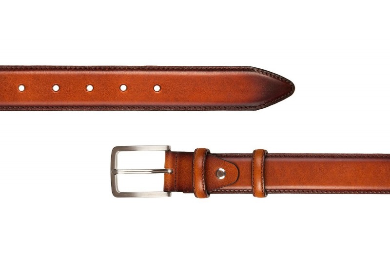 HAND AIRBRUSHED LUXURY ITALIAN LEATHER BELT COGNAC 2